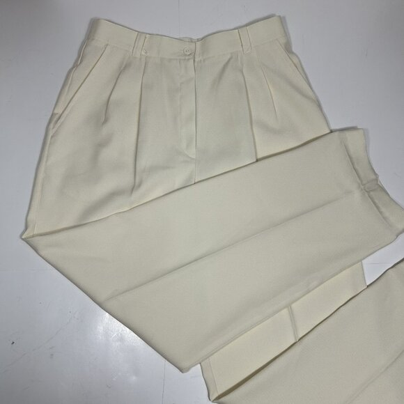 VTG Counterparts Dress Pants Ivory Pleated Front High Rise Straight Women Sz 14 - Picture 1 of 8